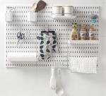 JoyBHole Pegboard Combination Kit with Shelf and Hooks No Punching for Garage Kitchen Living Room Bathroom Office,Pegboard Wall Organizer (White, 33" x 22")