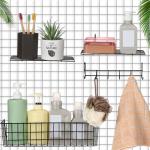 Yaocom 9 Pcs Wall Grid Panel Hanging Basket with Hooks Set Includes 3 Grid Wall Basket 3 Wire Straight Shelf 3 Grid Hooks Rack Wall Grid Accessories for Home Storage Display Organizer