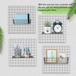 Yaocom 9 Pcs Wall Grid Panel Hanging Basket with Hooks Set Includes 3 Grid Wall Basket 3 Wire Straight Shelf 3 Grid Hooks Rack Wall Grid Accessories for Home Storage Display Organizer