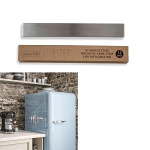 Hamletoff Magnetic Knife Holder for Refrigerator – 12 Inch Professional Double Sided Magnetic Knife Strip for Fridge - Stainless Steel Magnetic Knife Holder for Wall Self Adhesive