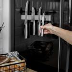 Hamletoff Magnetic Knife Holder for Refrigerator – 12 Inch Professional Double Sided Magnetic Knife Strip for Fridge - Stainless Steel Magnetic Knife Holder for Wall Self Adhesive