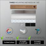 Hamletoff Magnetic Knife Holder for Refrigerator – 12 Inch Professional Double Sided Magnetic Knife Strip for Fridge - Stainless Steel Magnetic Knife Holder for Wall Self Adhesive