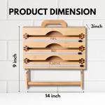 Foil Wax Plastic wrap Organizer Bamboo 3 in 1 Wrap Dispenser with Cutter and Labels Wall Mounted | Aluminum Foil Organizer and Paper Towel Holder for Kitchen