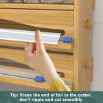 Foil Plastic Wrap Organizer Dispenser - Wall Mounted Bamboo Kitchen Paper Towel Holder with Spice Shelf,4 in 1 12" Roll Dispenser with Cutter