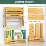 Foil Plastic Wrap Organizer Dispenser - Wall Mounted Bamboo Kitchen Paper Towel Holder with Spice Shelf,4 in 1 12" Roll Dispenser with Cutter