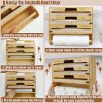 5 in 1 Foil and Plastic Wrap Organizer with Cutter, Plastic Wrap Food Dispenser with Paper Towel Holder for 12 inch Roll Wax Paper Parchment, Wall Mount Aluminum Foil Dispenser for Kitchen Storage