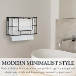 MyGift Wall Mounted Black Metal Wire Commercial Paper Towel Dispenser Holder, Bathroom Paper Towel Holder Countertop Folded Towel Dispenser for Z Fold, C Fold and Trifold