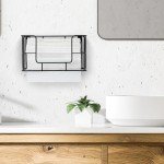 MyGift Wall Mounted Black Metal Wire Commercial Paper Towel Dispenser Holder, Bathroom Paper Towel Holder Countertop Folded Towel Dispenser for Z Fold, C Fold and Trifold