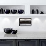 Cozee Bay Bamboo Wrap Dispenser with Cutter, Plastic Wrap Organizer, Aluminum Foil Organization, and Wax Paper Dispenser Holder for Kitchen Drawer and Wall, Compatible with 12" Roll (01 Black)