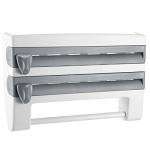 iMounTEK Kitchen Roll Dispenser Paper Roll Holder Plastic Wrap Film Foil Paper Organizer w/Cutter Wall Mounted for Kitchen Bathroom