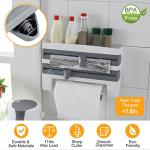 iMounTEK Kitchen Roll Dispenser Paper Roll Holder Plastic Wrap Film Foil Paper Organizer w/Cutter Wall Mounted for Kitchen Bathroom