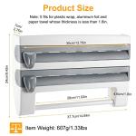 iMounTEK Kitchen Roll Dispenser Paper Roll Holder Plastic Wrap Film Foil Paper Organizer w/Cutter Wall Mounted for Kitchen Bathroom