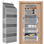 SpaceHacks 1 Pack Over The Door Organizer, Hanging Storage Organizer with Clear Window, 40lb Ultra Sturdy Large Capacity Room Organizer for Pantry Laundry Bathroom Nursery Closet Baby Essential (Grey)