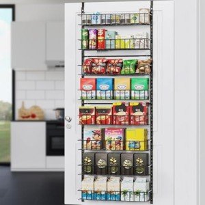 ElegantArray 8-Tier Pantry Door Oragnizer, Over The Door Pantry Organizer Rack and Storage, Hanging Spice Rack Shelves Door, Home Office Laundry Room Bathroom & Kitchen Organization Essentials Metal