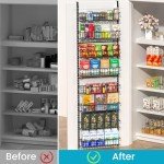 ElegantArray 8-Tier Pantry Door Oragnizer, Over The Door Pantry Organizer Rack and Storage, Hanging Spice Rack Shelves Door, Home Office Laundry Room Bathroom & Kitchen Organization Essentials Metal