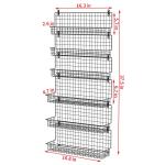 JKsmart 6-Tier Spice Rack Organizer with Door Hook, Wall Mounted & Over the Door Spice Racks for Kitchen Pantry Door Cabinet, Two Size, Large Capacity, Black