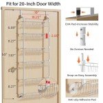 Delamu Over the Door Pantry Organizer, 6-Tier Pantry Organizers and Storage, Metal Cabinet Door Organizer, Hanging Spice Rack Shelves for Home & Kitchen, D5 x W18 x H50 inch, White
