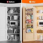 Delamu Over the Door Pantry Organizer, 6-Tier Pantry Organizers and Storage, Metal Cabinet Door Organizer, Hanging Spice Rack Shelves for Home & Kitchen, D5 x W18 x H50 inch, White