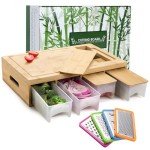 SHINESTAR Cutting Board with Containers, Sturdy Meal Prep Station for Kitchen, Includes 4 Graters, Cutting Board with 4 Trays - Easy Food Storage