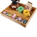 Natural Bamboo Coffee Station Organizer Tray – Multipurpose Storage for Coffee Accessories, Tea, and Condiments – Ideal for Kitchen Countertops, Restaurants & Buffet Stations (15” x 18.3”)
