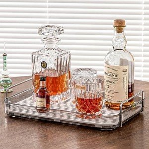 Coffee Bar Accessories,Coffee Station Organizers,Large Capacity Storage with Drain Board,Whisky Tray,Mug Tea Cup Holder Coffee Bar Organizer,Smoky Gray