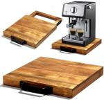 EVERBBKING Natural Acacia Sliding Tray for Coffee Machine Kitchen Appliance slider Moving Caddy, appliance slider,appliance rolling stand air fryer rolling tray
