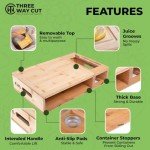 Bamboo Cutting Board With Containers & 5 Graters- Meal Prep Station With Removable Board, Breakfast Station Cutting Board With Tray + Lid For Trays Wooden Home Kitchen Prep Cup Board Prep Deck Pro Kit