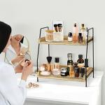 Megsooul Coffee Bar Accessories and Organizer Countertop, Coffee Station Organizer Kitchen Counter Shelf Organizer,Coffee Condiment Storage,Cup Lid Holder Countertop Shelf for Bathroom (Brown)