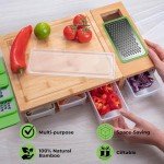 Bamboo Cutting Board With Containers & 5 Graters- Meal Prep Station With Removable Board, Breakfast Station Cutting Board With Tray + Lid For Trays Wooden Home Kitchen Prep Cup Board Prep Deck Pro Kit