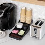 Mind Reader Cup and Condiment Station, Countertop Organizer, Coffee Bar, Kitchen, Stirrers, 7.25"L x 15.5"W x 5.25"H, Black