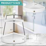 PICKKROSS 2 Tier Bathroom Counter Organizer, Wood Bathroom Tray with Drawer, Corner Storage Shelf for Vanity Tray Kitchen Spice Rack Coffee Station Organizer