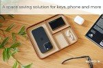Nordik Leather Valet Tray - Sand Brown - Premium Vegan Leather Stylish and Organised Nightstand Tray for Men - EDC Catchall Tray for Keys, Watch, Wallet, Jewellery - Modern Bedside Caddy