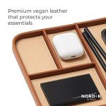 Nordik Leather Valet Tray - Sand Brown - Premium Vegan Leather Stylish and Organised Nightstand Tray for Men - EDC Catchall Tray for Keys, Watch, Wallet, Jewellery - Modern Bedside Caddy