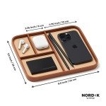 Nordik Leather Valet Tray - Sand Brown - Premium Vegan Leather Stylish and Organised Nightstand Tray for Men - EDC Catchall Tray for Keys, Watch, Wallet, Jewellery - Modern Bedside Caddy