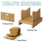 Bamboo Bread Slicer - Adjustable Width Guides. Sturdy Wooden Cutting Board. Easy Slicing for Homemade Bread, Bagels & More
