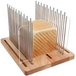 Bread Slicer, Stainless Steel Bread Slicer for Homemade Bread,Adjustable Bread Slicing Guide, Foldable and Compact Cutting Guide, Durable and Stable Wooden Structure for Bread Loaf Slicer
