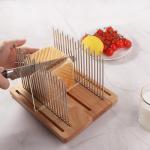 Bread Slicer, Stainless Steel Bread Slicer for Homemade Bread,Adjustable Bread Slicing Guide, Foldable and Compact Cutting Guide, Durable and Stable Wooden Structure for Bread Loaf Slicer