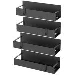 4 Pack Magnetic Spice Rack Organizer - Black