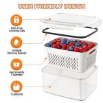 5-Pack Fruit Storage Containers for Fridge with Removable Colanders, 4 in 1 Produce Storage Containers with Lids, Leakproof Fridge Organizer Bins for Salad Berry Lettuce Vegetables Meat Keeper Fresh