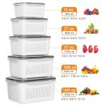 5-Pack Fruit Storage Containers for Fridge with Removable Colanders, 4 in 1 Produce Storage Containers with Lids, Leakproof Fridge Organizer Bins for Salad Berry Lettuce Vegetables Meat Keeper Fresh