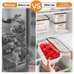 5-Pack Fruit Storage Containers for Fridge with Removable Colanders, 4 in 1 Produce Storage Containers with Lids, Leakproof Fridge Organizer Bins for Salad Berry Lettuce Vegetables Meat Keeper Fresh