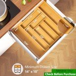 Pipishell Bamboo Expandable Drawer Organizer for Utensils Holder, Adjustable Cutlery Tray, Wood Drawer Dividers Organizer for Silverware, Flatware, Knives in Kitchen, Bedroom, Living Room