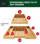 Luxury Bamboo Kitchen Drawer Organizer - Silverware Organizer - Utensil Holder and Cutlery Tray with Grooved Drawer Dividers for Flatware and Kitchen Utensils (9 Slot, Natural)