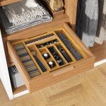 Pipishell Bamboo Expandable Drawer Organizer for Utensils Holder, Adjustable Cutlery Tray, Wood Drawer Dividers Organizer for Silverware, Flatware, Knives in Kitchen, Bedroom, Living Room