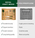 Luxury Bamboo Kitchen Drawer Organizer - Silverware Organizer - Utensil Holder and Cutlery Tray with Grooved Drawer Dividers for Flatware and Kitchen Utensils (9 Slot, Natural)