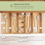 KitchenEdge Adjustable Kitchen Drawer Organizer for Utensils and Junk, Food-Safe Contract Grade with 100% Sustainable Wood, Non-Slip, Expandable from 16" to 28" Wide - Natural Bamboo