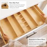 KitchenEdge Adjustable Kitchen Drawer Organizer for Utensils and Junk, Food-Safe Contract Grade with 100% Sustainable Wood, Non-Slip, Expandable from 16" to 28" Wide - Natural Bamboo