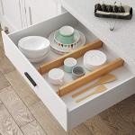 BAMEOS Drawer Dividers kitchen Organization Bamboo Utensil Organizers for Kitchen Bedroom Bathroom Dresser Office 4-pack