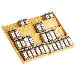 Expandable Bamboo Spice Drawer Organizer for Kitchen