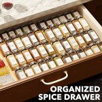 Expandable Bamboo Spice Drawer Organizer for Kitchen